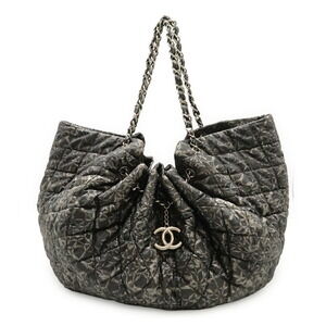 CHANEL Gray Logo Shoulder Bag